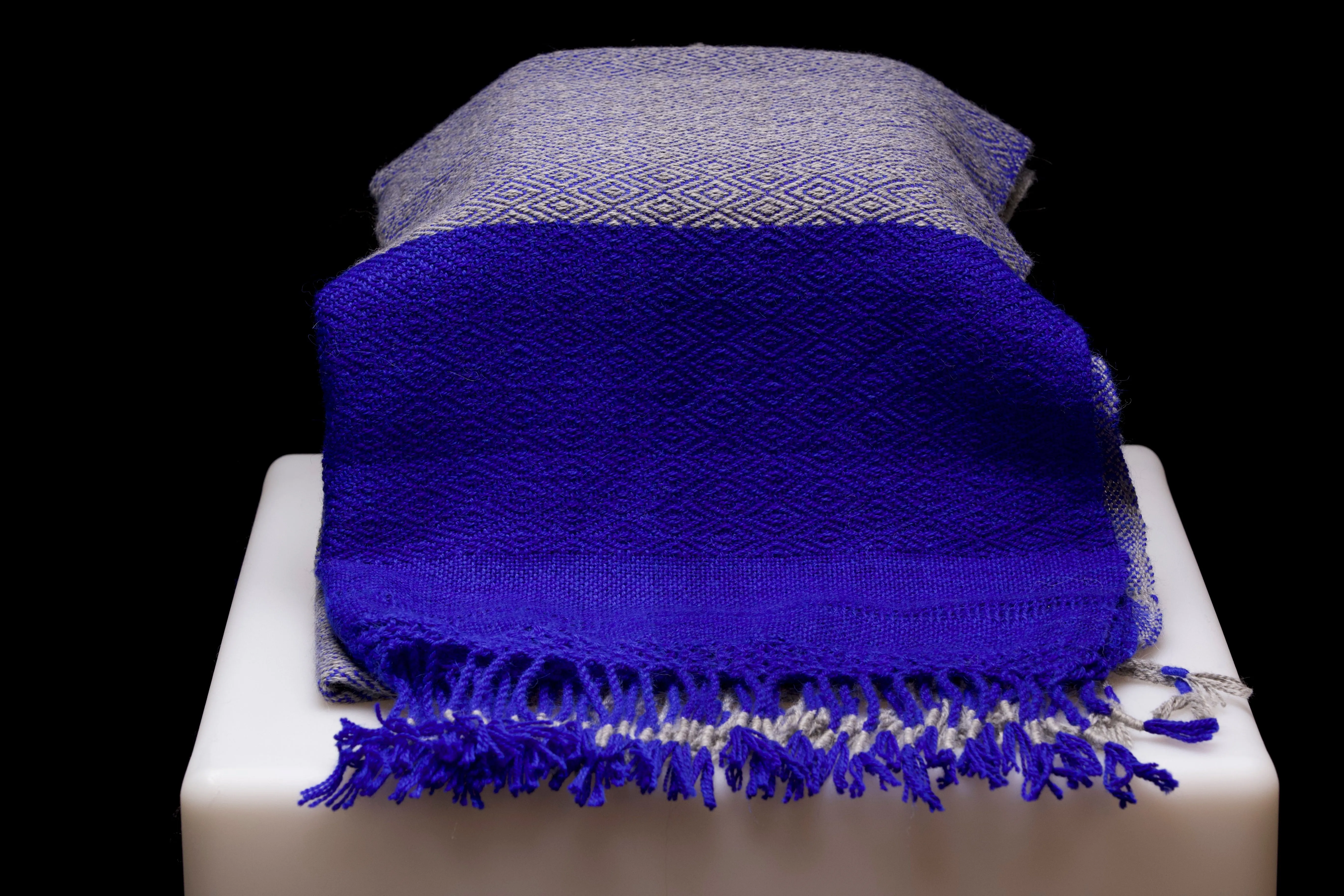 Alpaca Shawl - Blue and Grey
