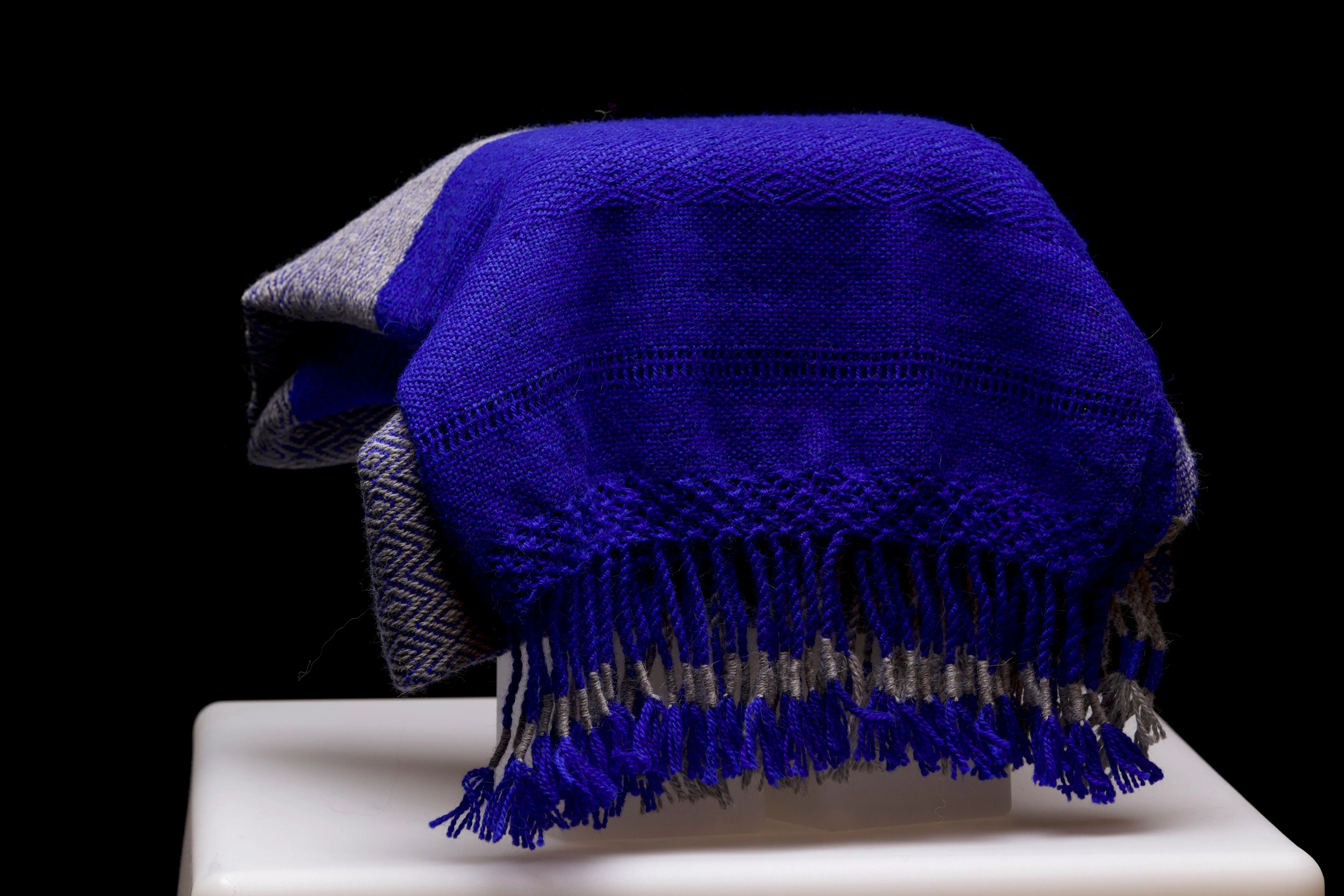 Alpaca Shawl - Blue and Grey