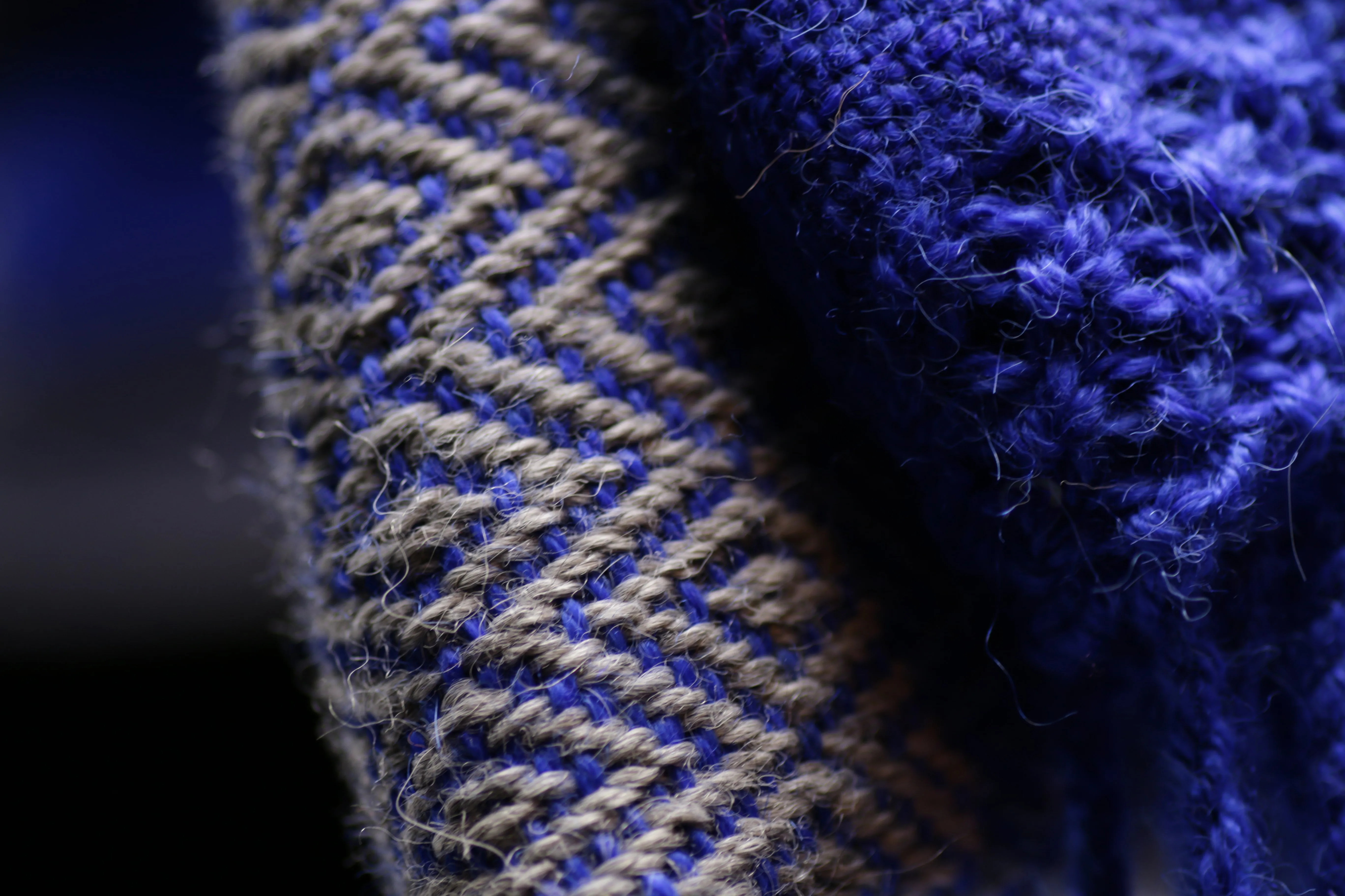 Alpaca Shawl - Blue and Grey