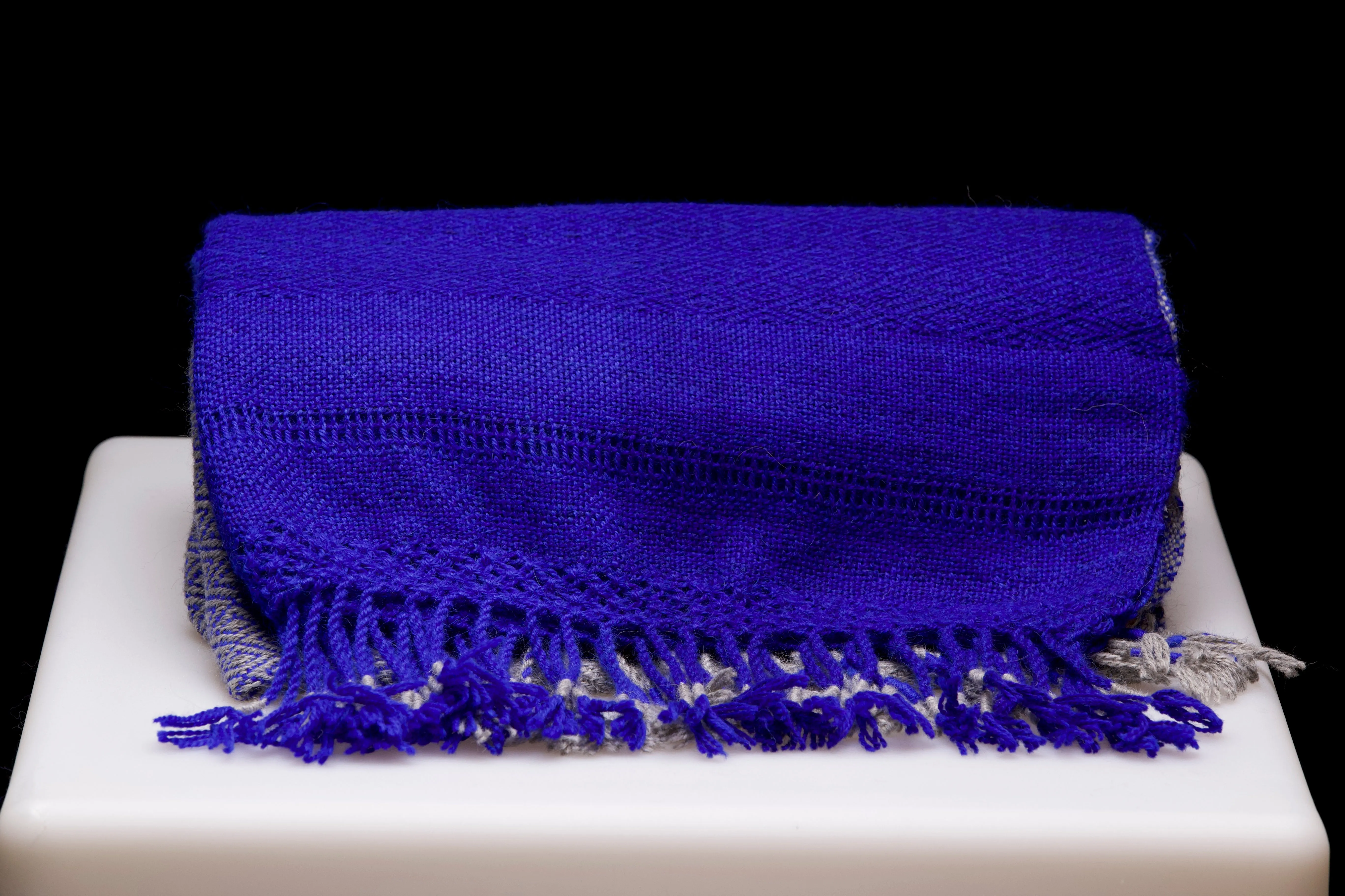 Alpaca Shawl - Blue and Grey