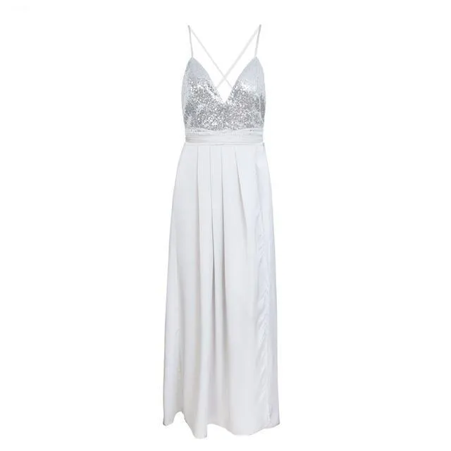 Backless Satin Evening Summer Dress