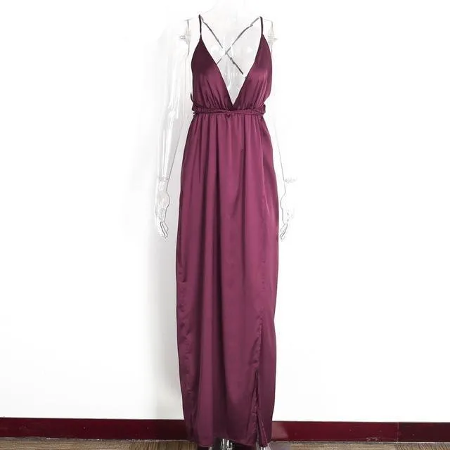 Backless Satin Evening Summer Dress
