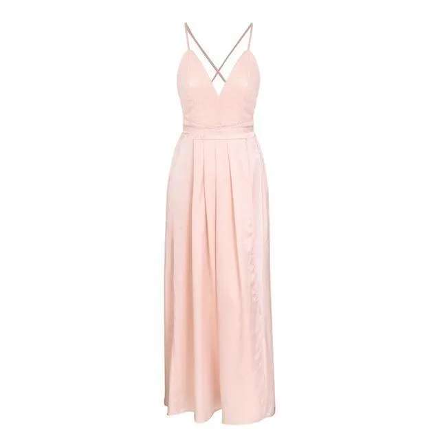Backless Satin Evening Summer Dress