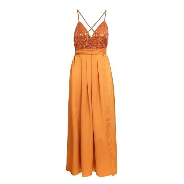 Backless Satin Evening Summer Dress