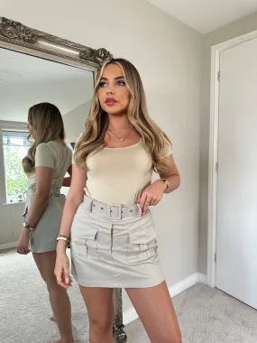 CARGO POCKET SKORTS - BEIGE