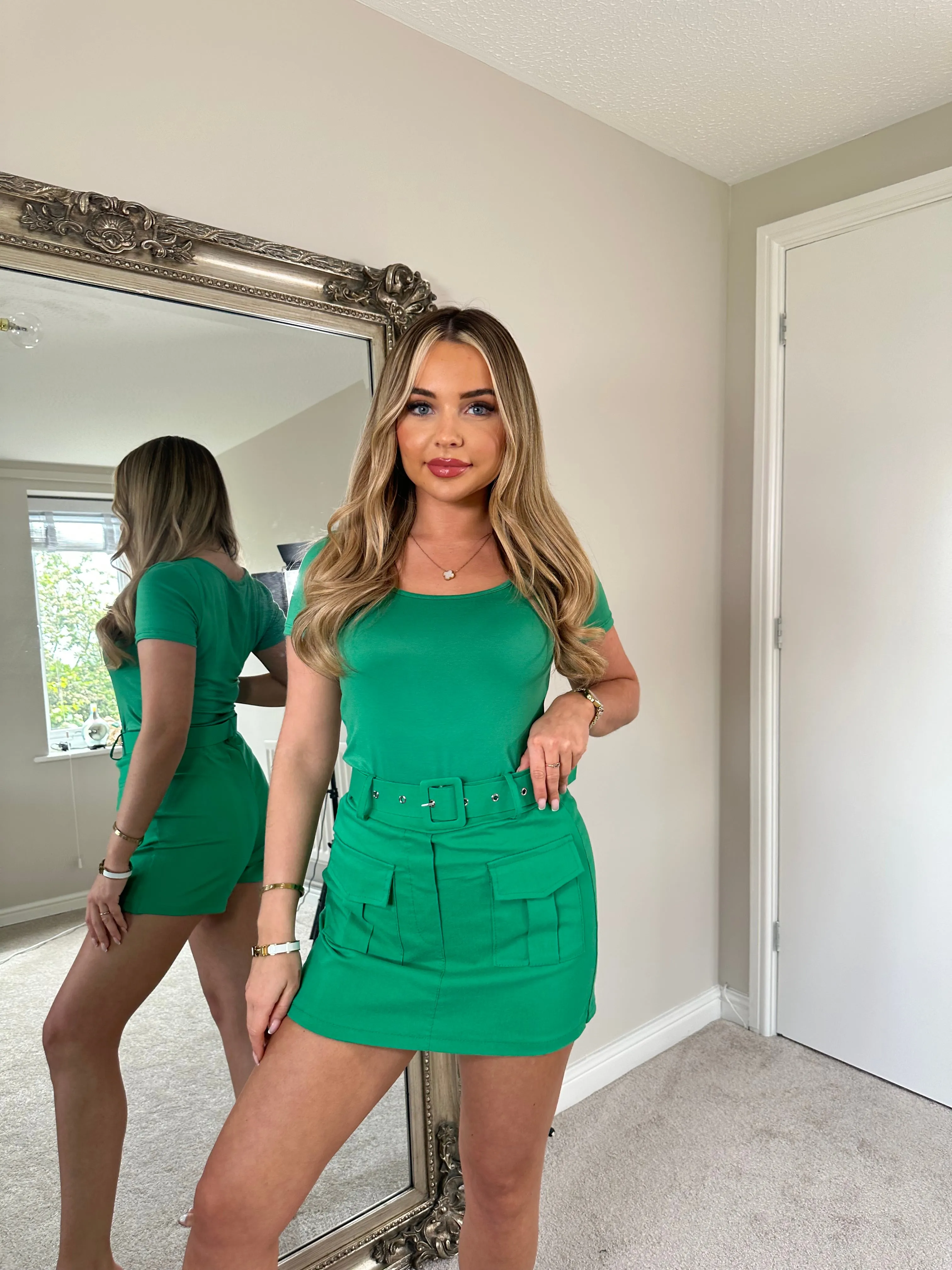 CARGO POCKET SKORTS - GREEN