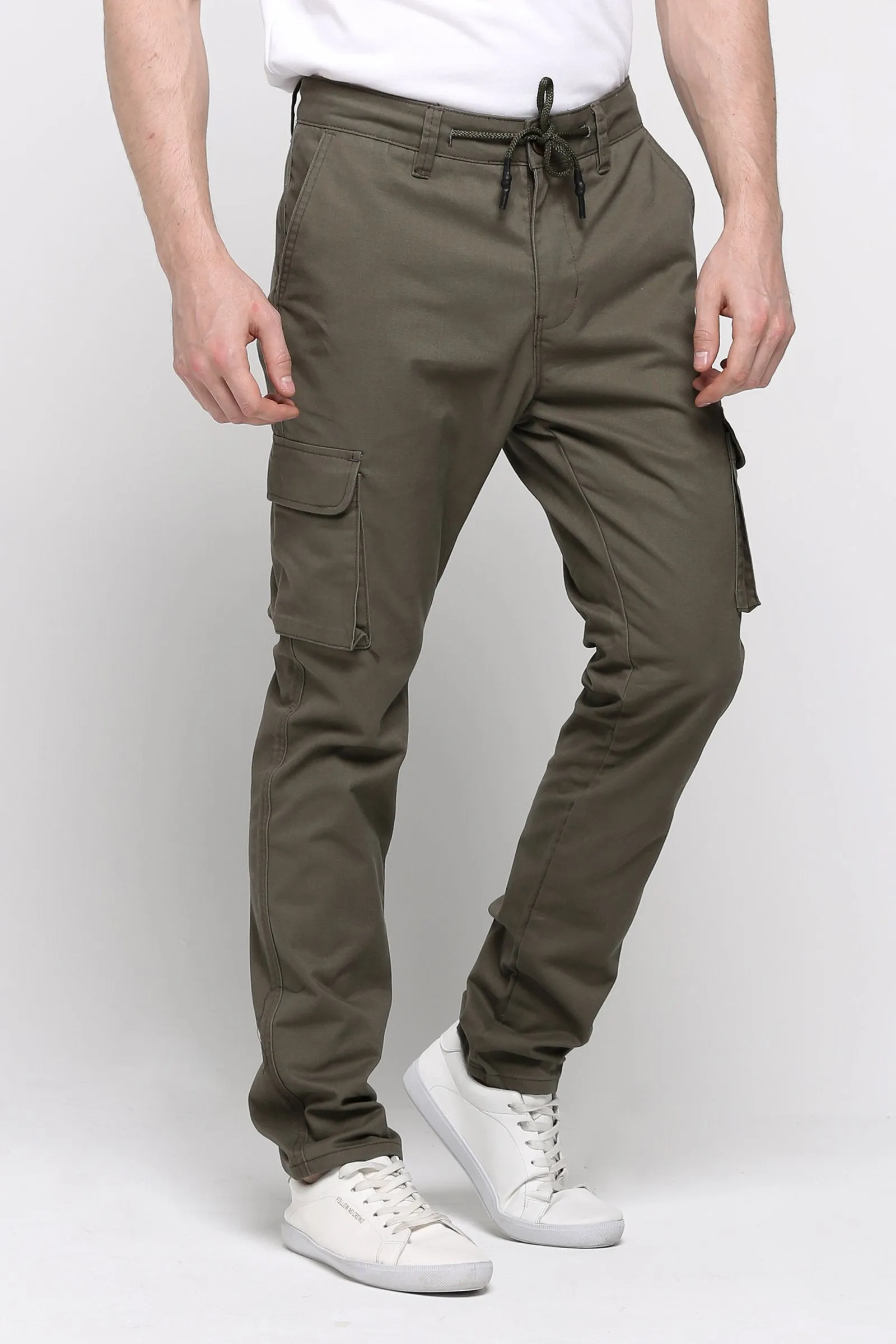Carrot Fit Cargo Pants With Drawstring