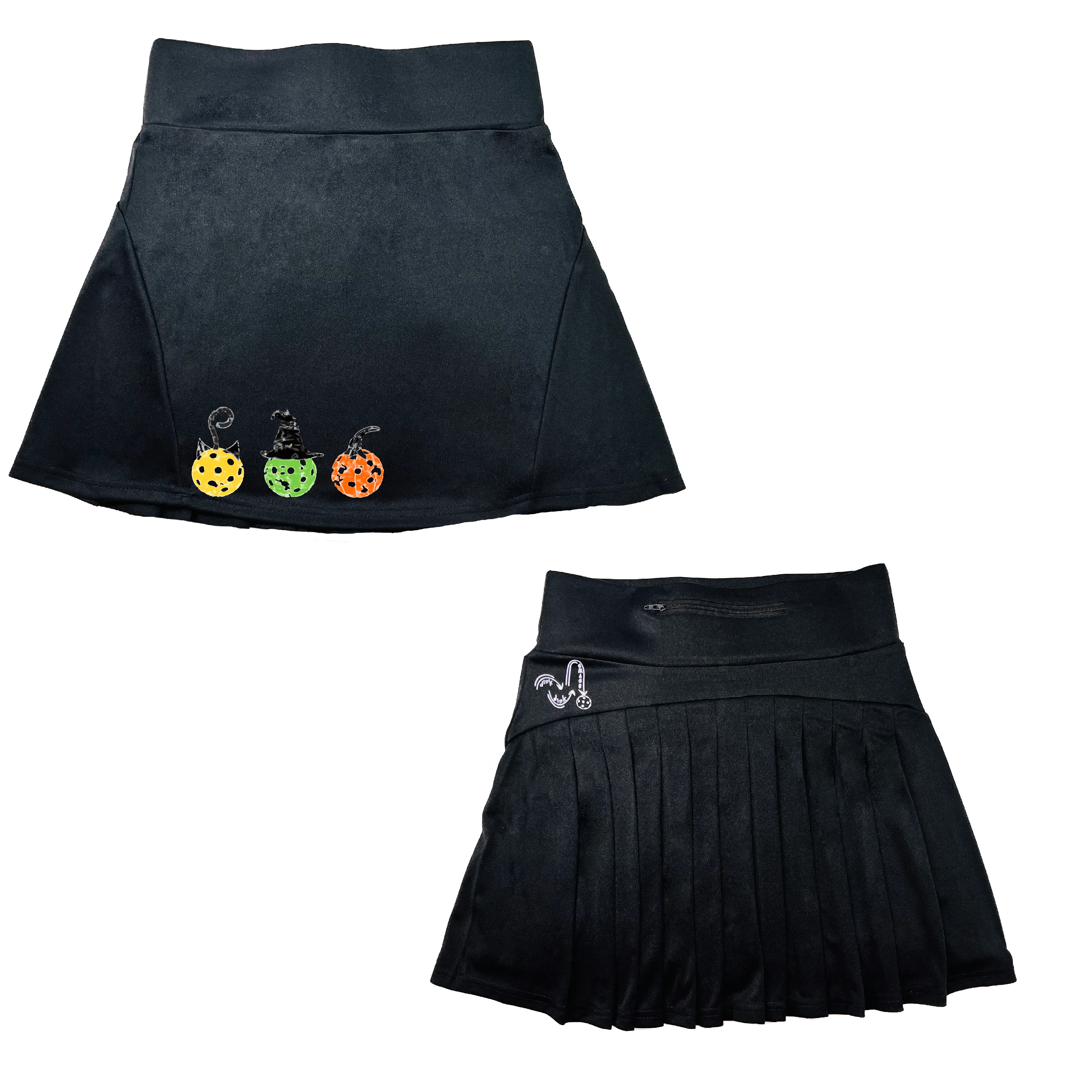 Cat Witch Pumpkin  | Women's Flirty Pickleball Skort