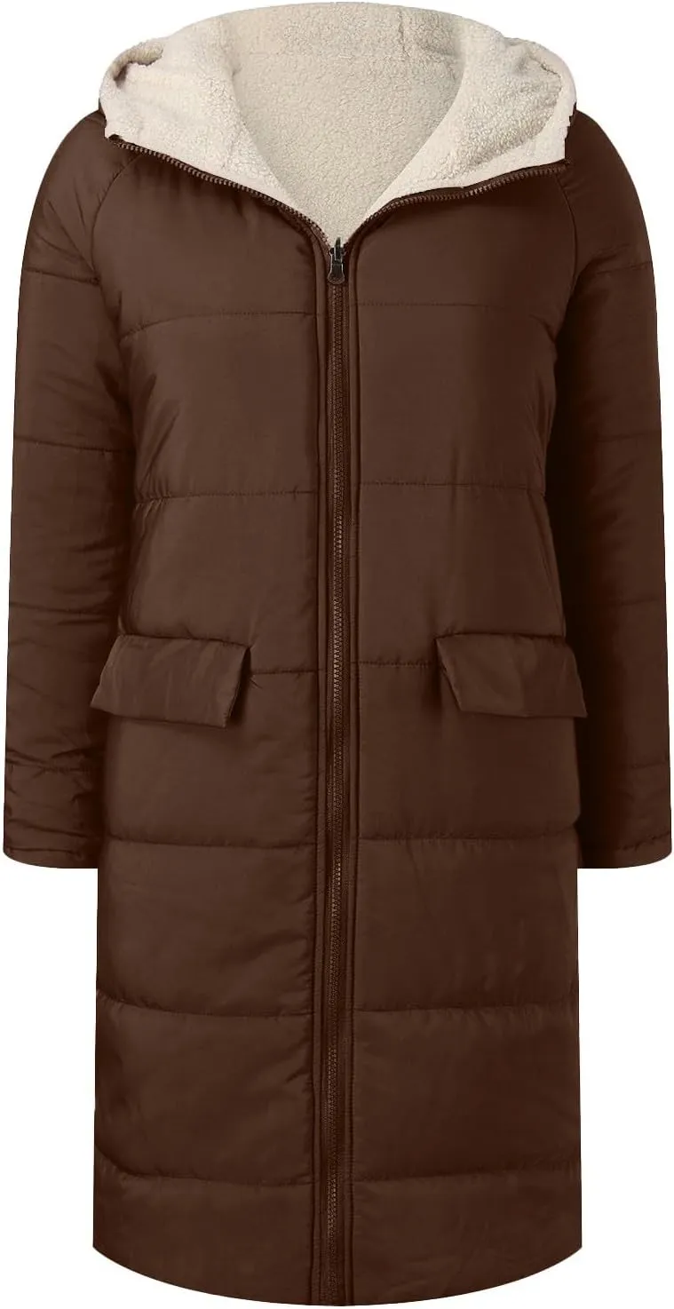 ChicCrate Women's 2025 Winter Fashion Clothes Oversized Shearling Warm Coat Fleece Long Coats Jackets Outerwear