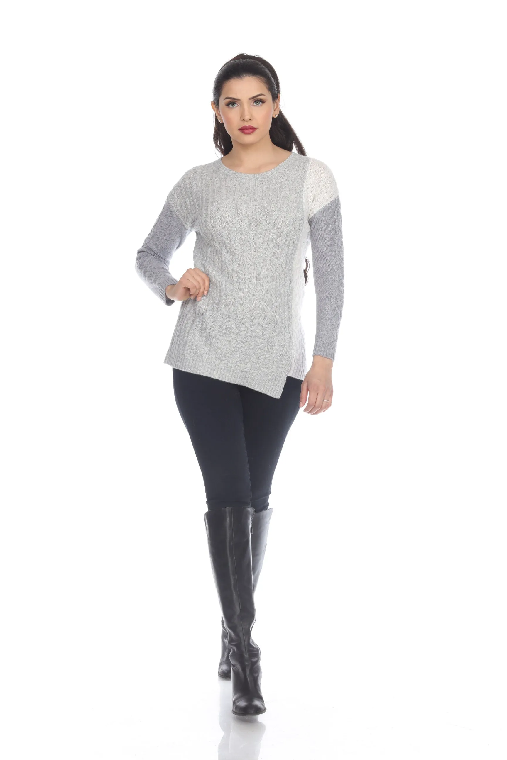 Claudia Nichole by Alashan Multi Wool Cashmere Color Block Pullover Sweater LM2009