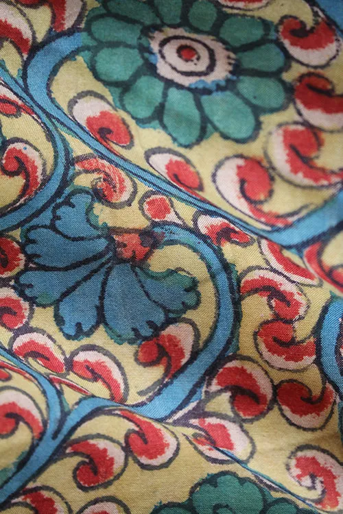 Creative Bee 'ANTALYA' Natural Dyed Block Printed Handwoven Tussar x Cotton Fabric x 0.50 Meter