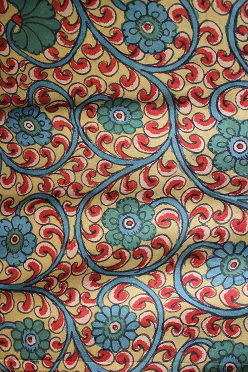 Creative Bee 'ANTALYA' Natural Dyed Block Printed Handwoven Tussar x Cotton Fabric x 0.50 Meter