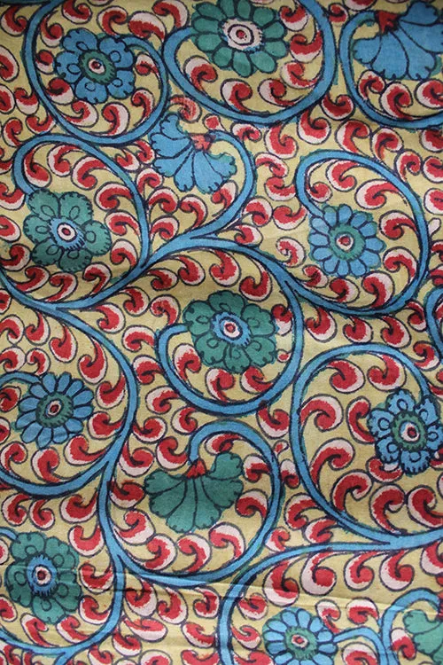 Creative Bee 'ANTALYA' Natural Dyed Block Printed Handwoven Tussar x Cotton Fabric x 0.50 Meter