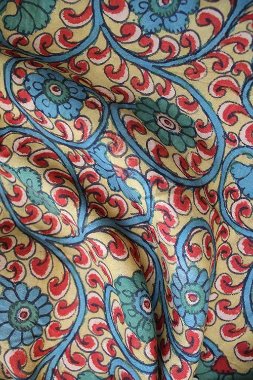 Creative Bee 'ANTALYA' Natural Dyed Block Printed Handwoven Tussar x Cotton Fabric x 0.50 Meter