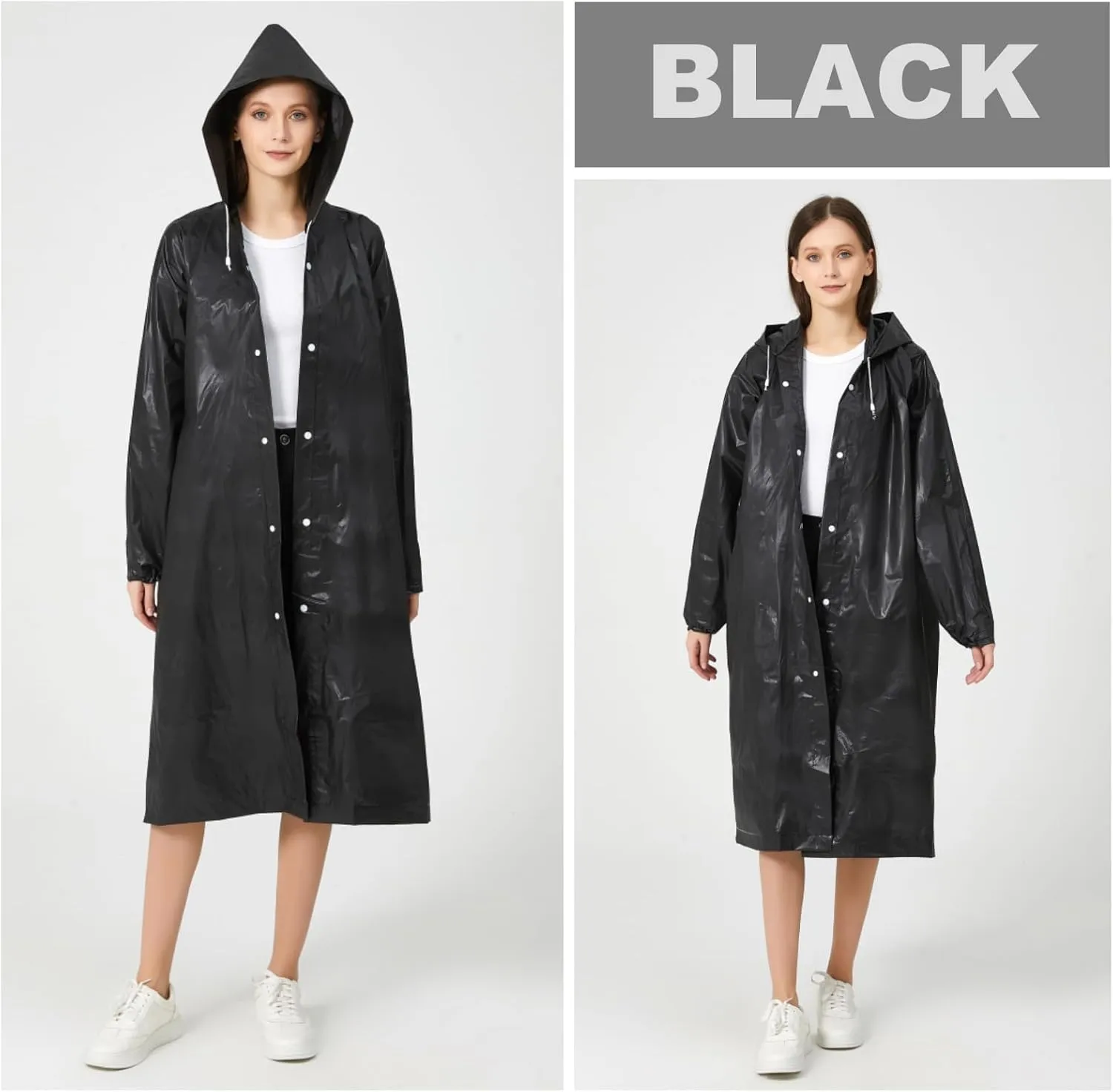 Eva Rain Ponchos for Adults, 2 Pack Reusable Raincoat for Women and Men, Lightweight Rainwear Rain Jackets with Hood