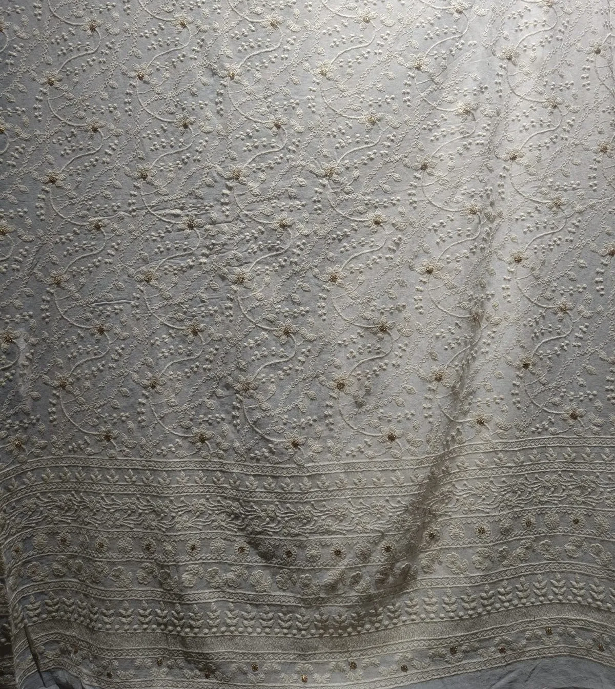 Georgette Embroidery With Sequence Work and Border 44" wide[12441]