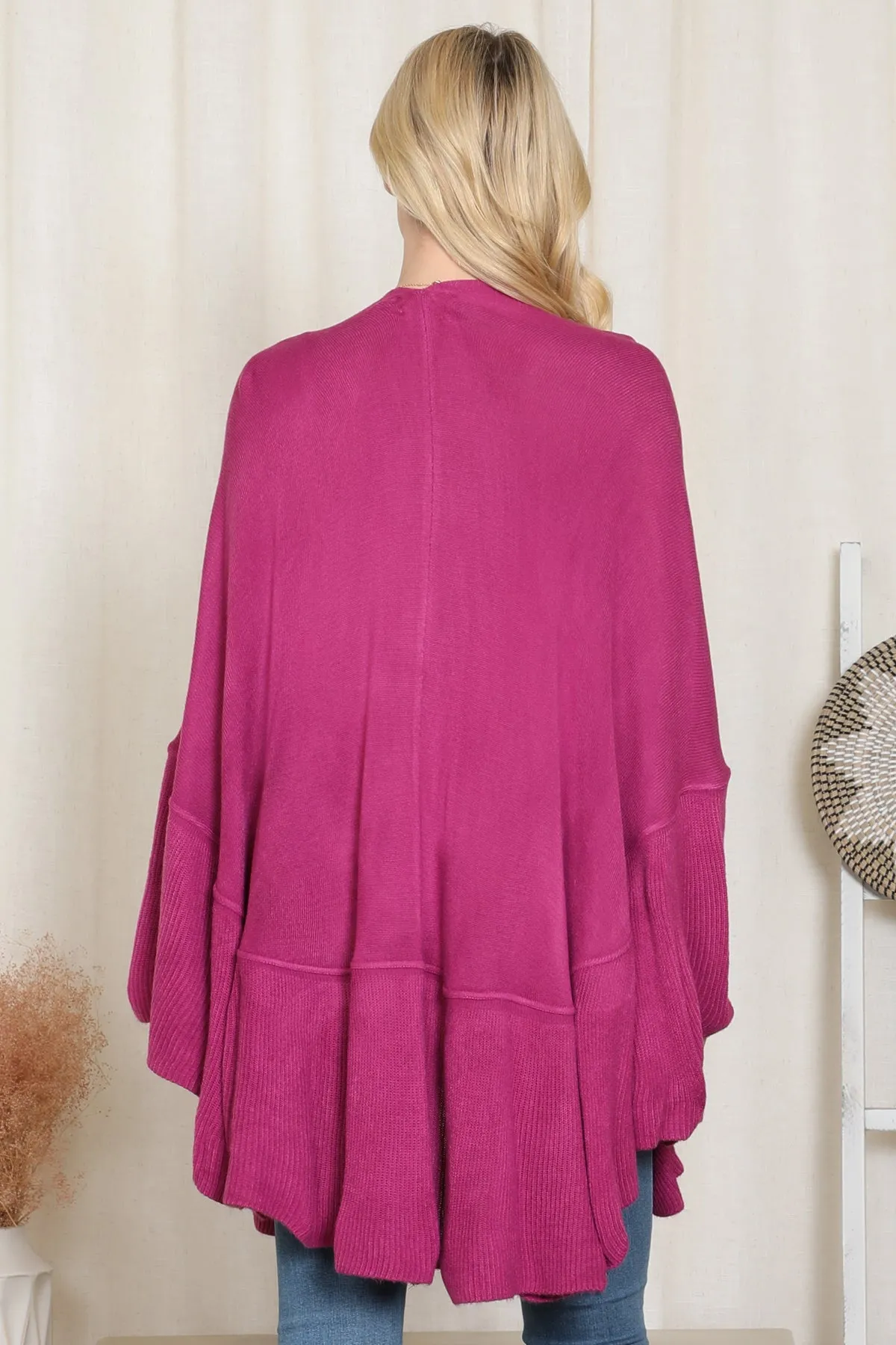 KNIT RUFFLED SOLID COLOR KIMONO (NOW $11.75 ONLY!)