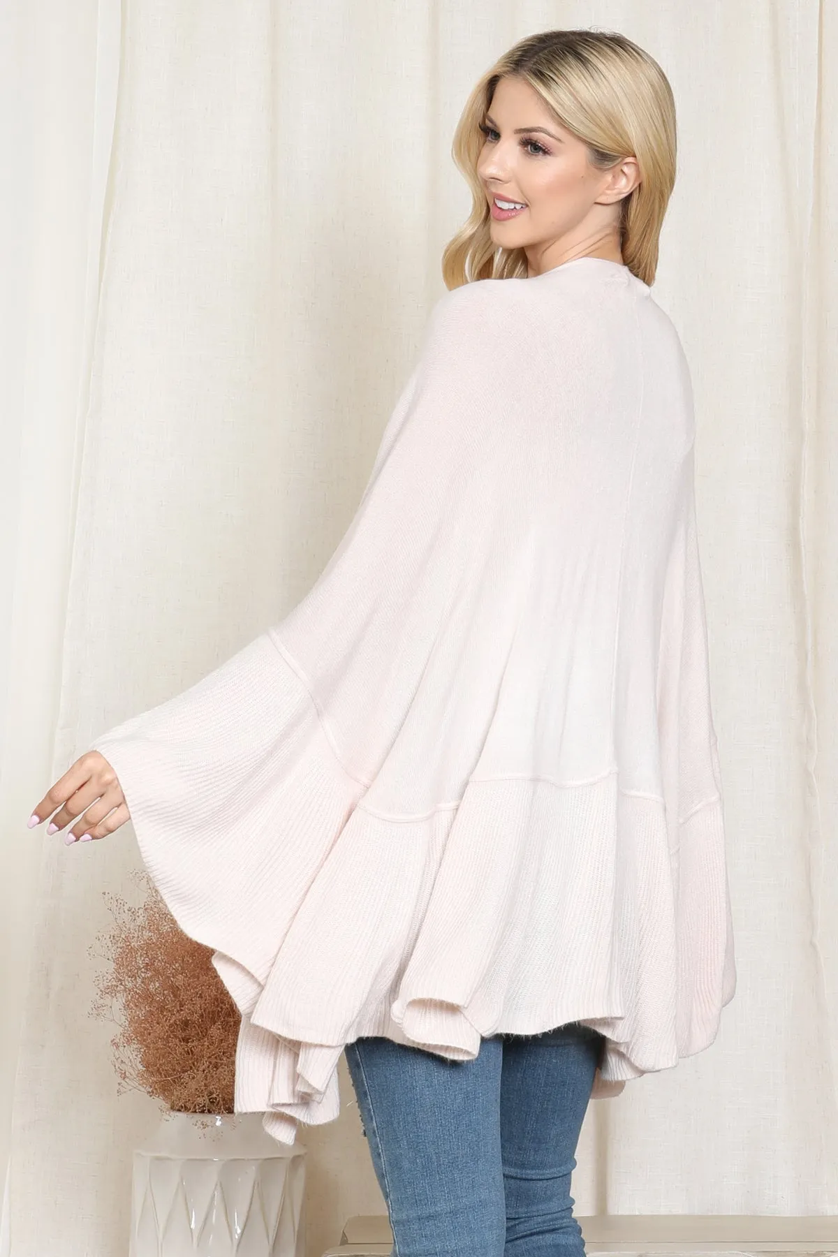 KNIT RUFFLED SOLID COLOR KIMONO (NOW $11.75 ONLY!)