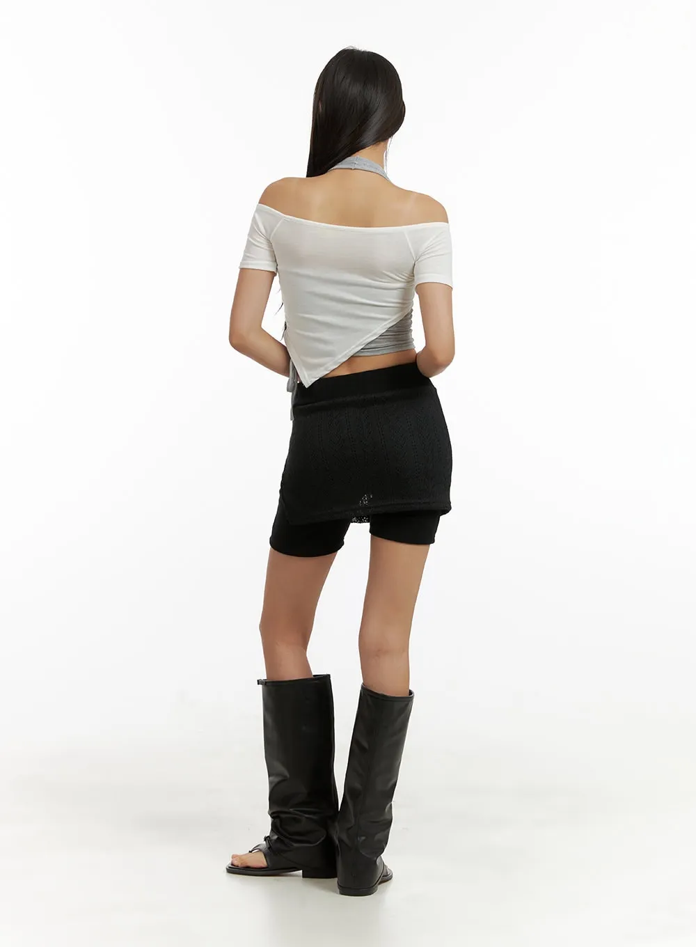 Layered Halter Crop Top CU414
