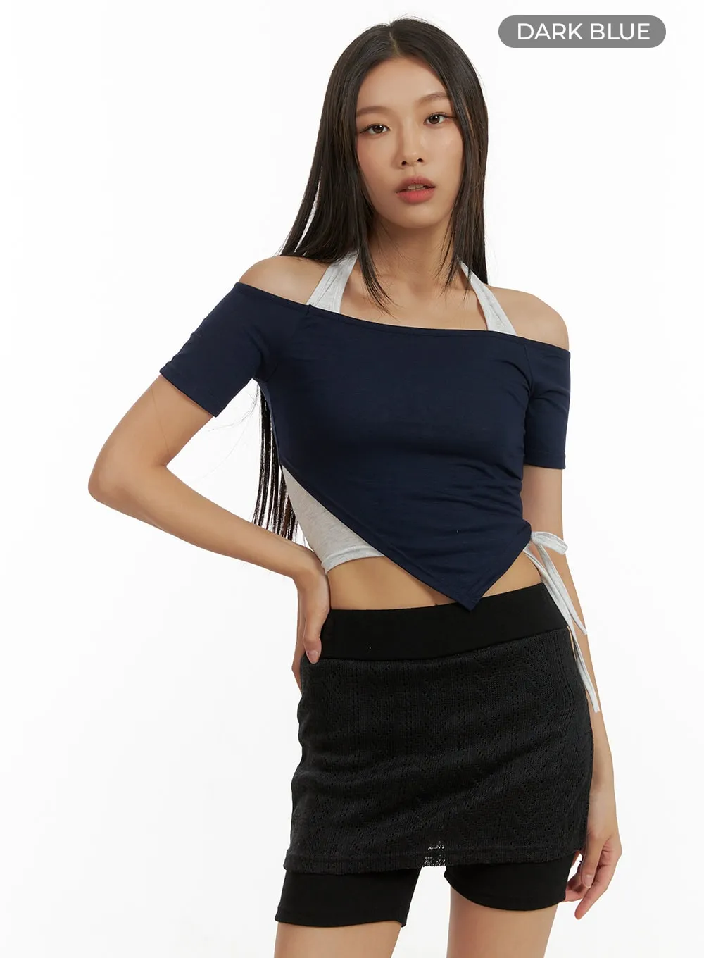 Layered Halter Crop Top CU414