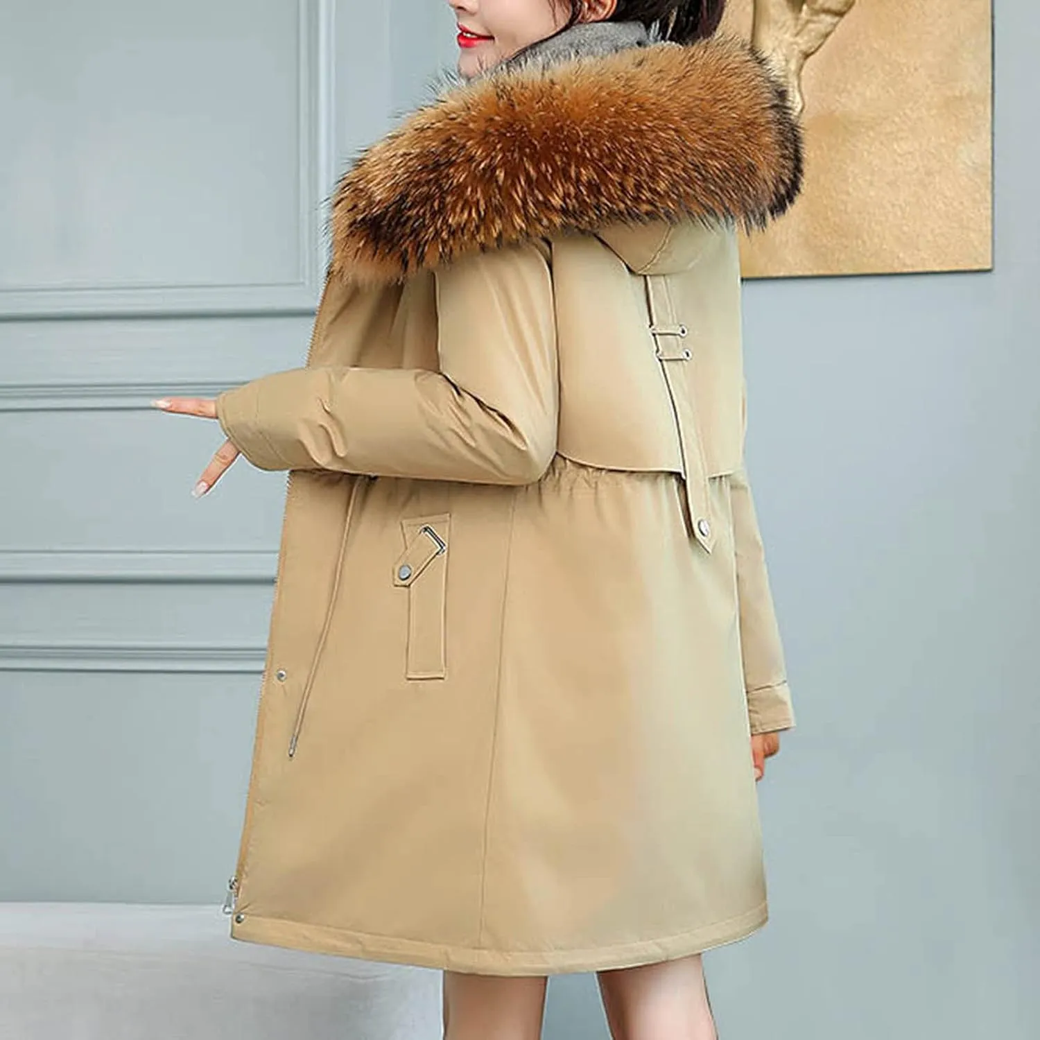 Long Puffer Jacket Women Lightweight Down Jacket Packable Parkas Jacket Maxi Water-Resistant Winter Hooded Quilted Coats