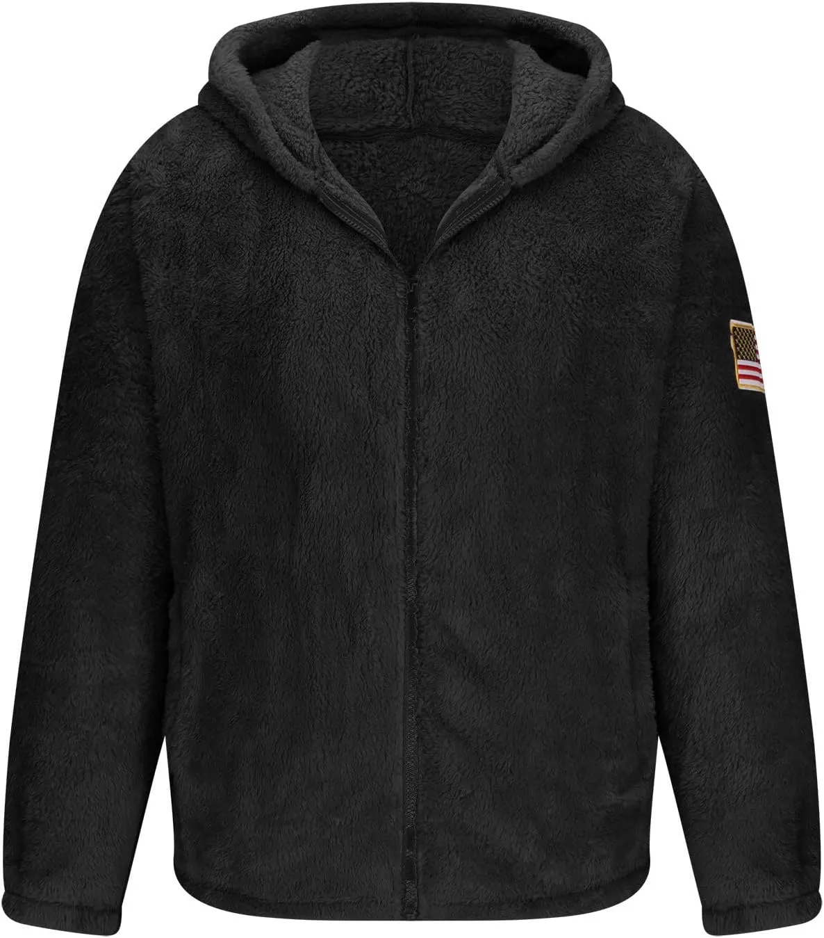 Men's Fuzzy Sherpa Jackets Fleece Hoodie Casual Warm Winter Jacket Zipper Shearling Teddy Coats Elastic Solid Outwear