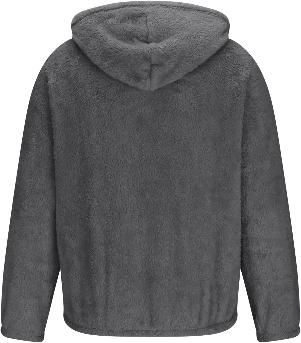 Men's Fuzzy Sherpa Jackets Fleece Hoodie Casual Warm Winter Jacket Zipper Shearling Teddy Coats Elastic Solid Outwear