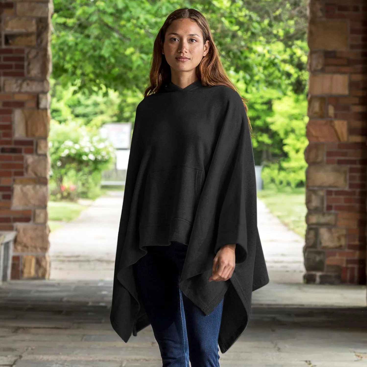 MV Sport Women's Sweatshirt Blanket Poncho Hoodie/Cozy Fleece Pullover Ponchos/Warm Hooded Cape for Women