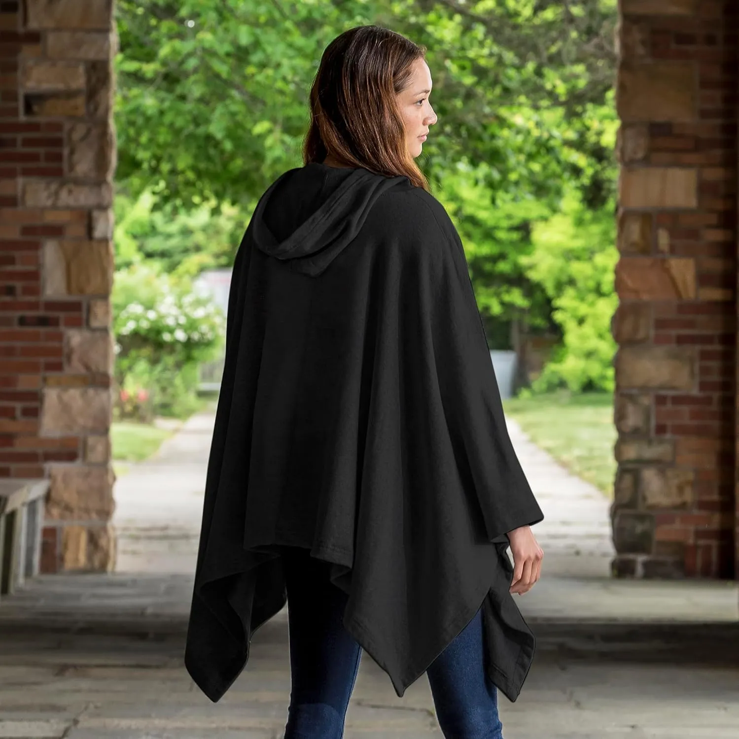 MV Sport Women's Sweatshirt Blanket Poncho Hoodie/Cozy Fleece Pullover Ponchos/Warm Hooded Cape for Women