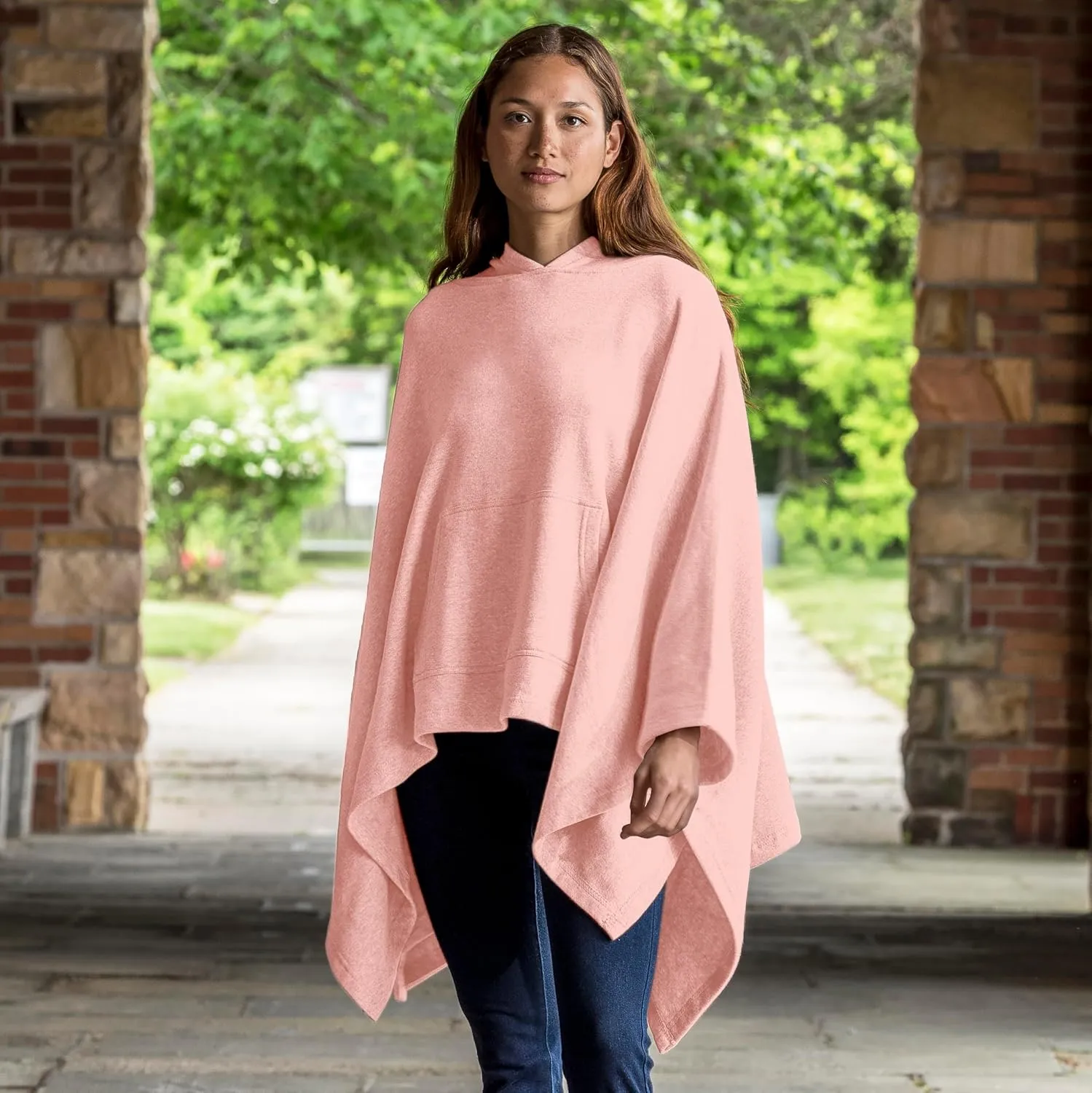 MV Sport Women's Sweatshirt Blanket Poncho Hoodie/Cozy Fleece Pullover Ponchos/Warm Hooded Cape for Women