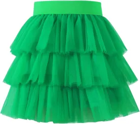 Noomelfish Girls Layered Tutu Skirt Ruffle Tiered Tulle Party Dance Skirt (3-10 Years)