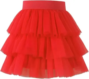Noomelfish Girls Layered Tutu Skirt Ruffle Tiered Tulle Party Dance Skirt (3-10 Years)