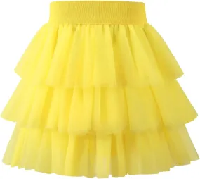 Noomelfish Girls Layered Tutu Skirt Ruffle Tiered Tulle Party Dance Skirt (3-10 Years)