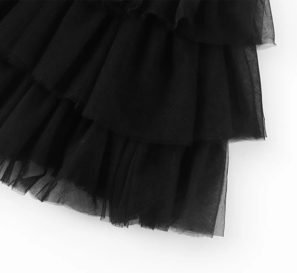 Noomelfish Girls Layered Tutu Skirt Ruffle Tiered Tulle Party Dance Skirt (3-10 Years)