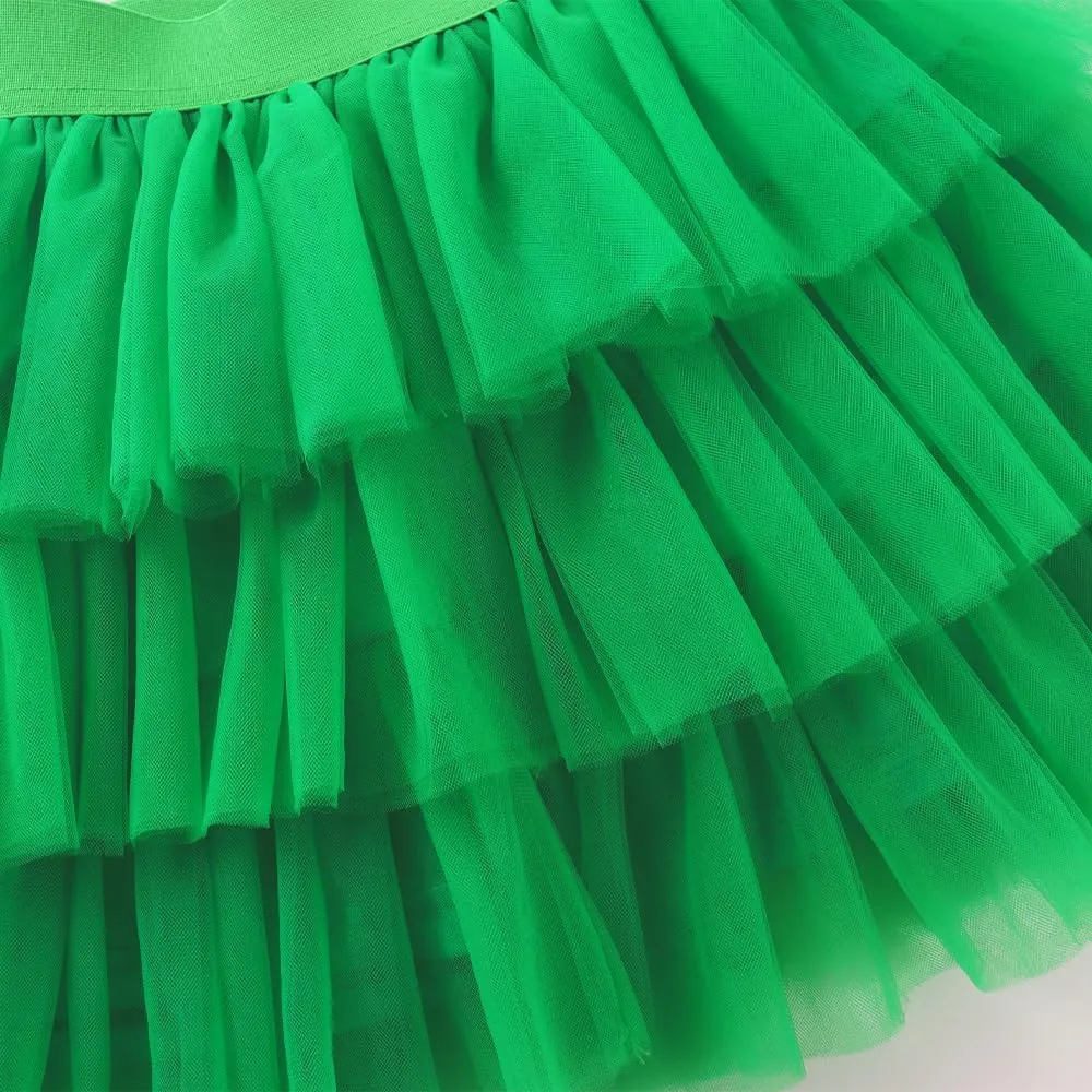 Noomelfish Girls Layered Tutu Skirt Ruffle Tiered Tulle Party Dance Skirt (3-10 Years)