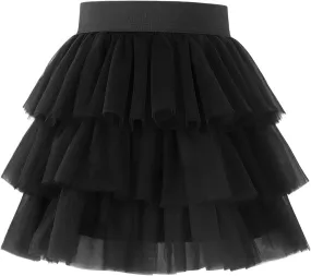 Noomelfish Girls Layered Tutu Skirt Ruffle Tiered Tulle Party Dance Skirt (3-10 Years)