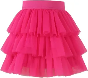 Noomelfish Girls Layered Tutu Skirt Ruffle Tiered Tulle Party Dance Skirt (3-10 Years)