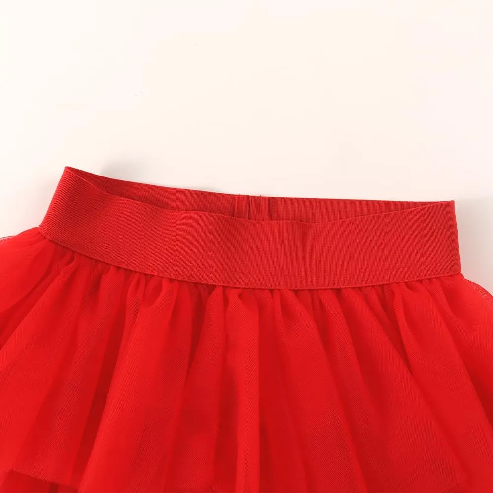 Noomelfish Girls Layered Tutu Skirt Ruffle Tiered Tulle Party Dance Skirt (3-10 Years)