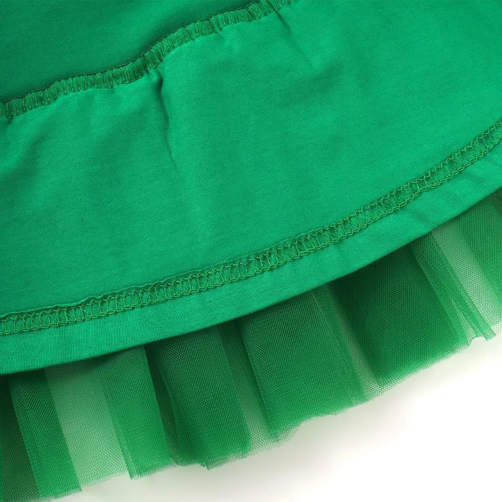Noomelfish Girls Short Sleeve Layered Tulle Tutu Dress Ruffle Tiered Summer Princess Party Sundress (2-8 Years)