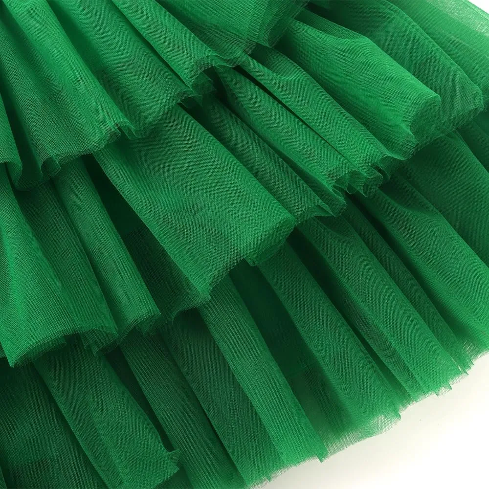 Noomelfish Girls Short Sleeve Layered Tulle Tutu Dress Ruffle Tiered Summer Princess Party Sundress (2-8 Years)