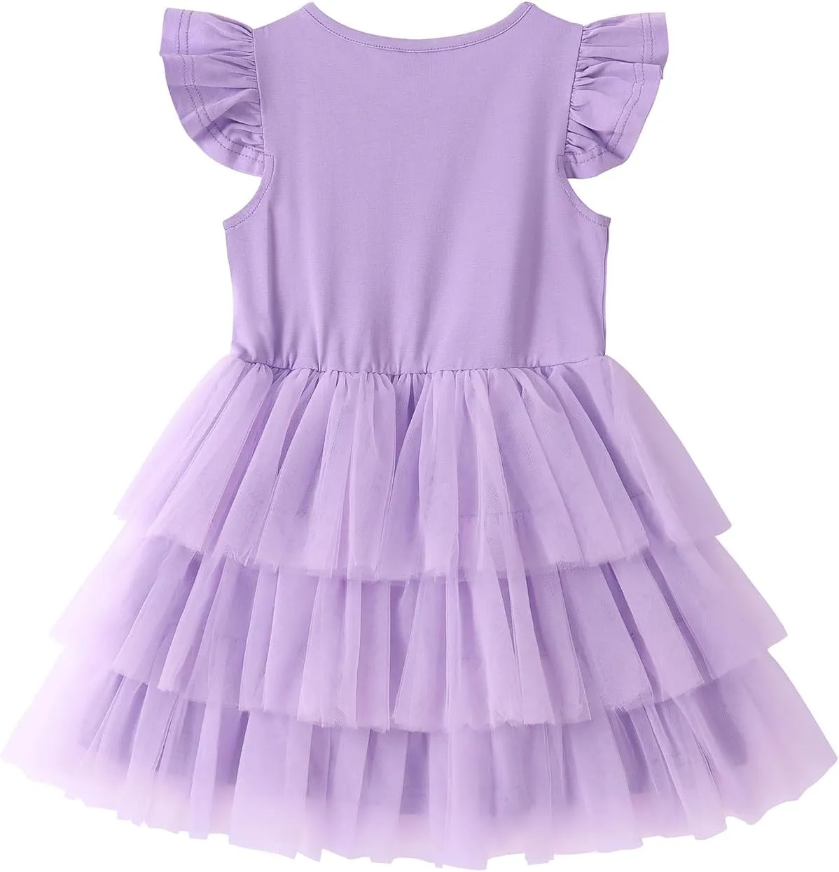 Noomelfish Girls Short Sleeve Layered Tulle Tutu Dress Ruffle Tiered Summer Princess Party Sundress (2-8 Years)