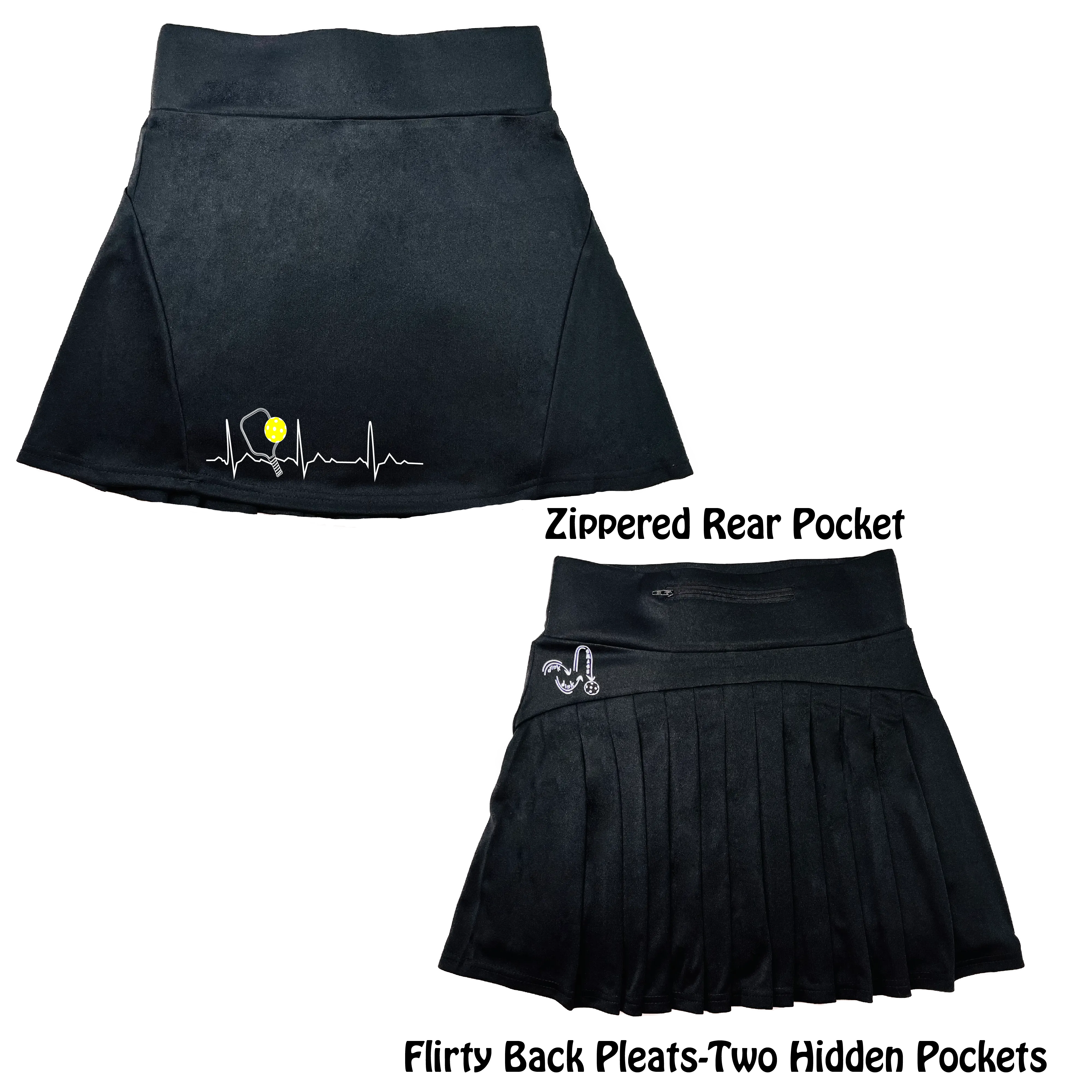 Pickleball Heartbeat EKG | Women's Flirty Pickleball Skort