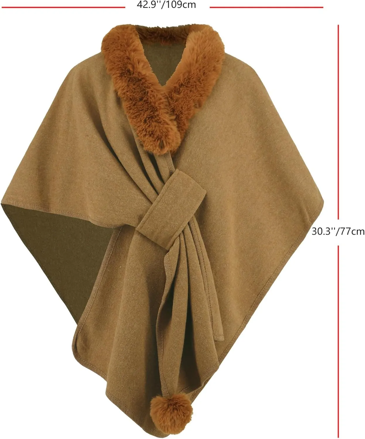 RanRui Autumn and winter new fur collar cape shawl Cozy Oversized ponchos for women Shawl Wrap women's loose knit cardigan