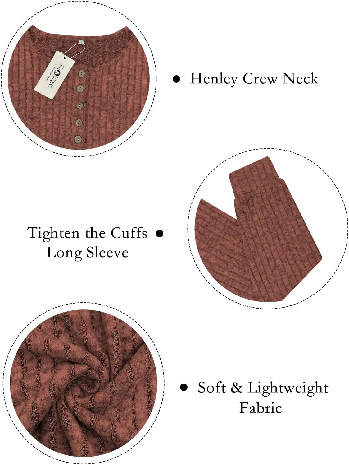ROSRISS Womens-Plus-Size-Tops Trendy Long Sleeve Henley Shirts Casual Ribbed Knit Tunics Dressy Crewneck Pullover Sweaters