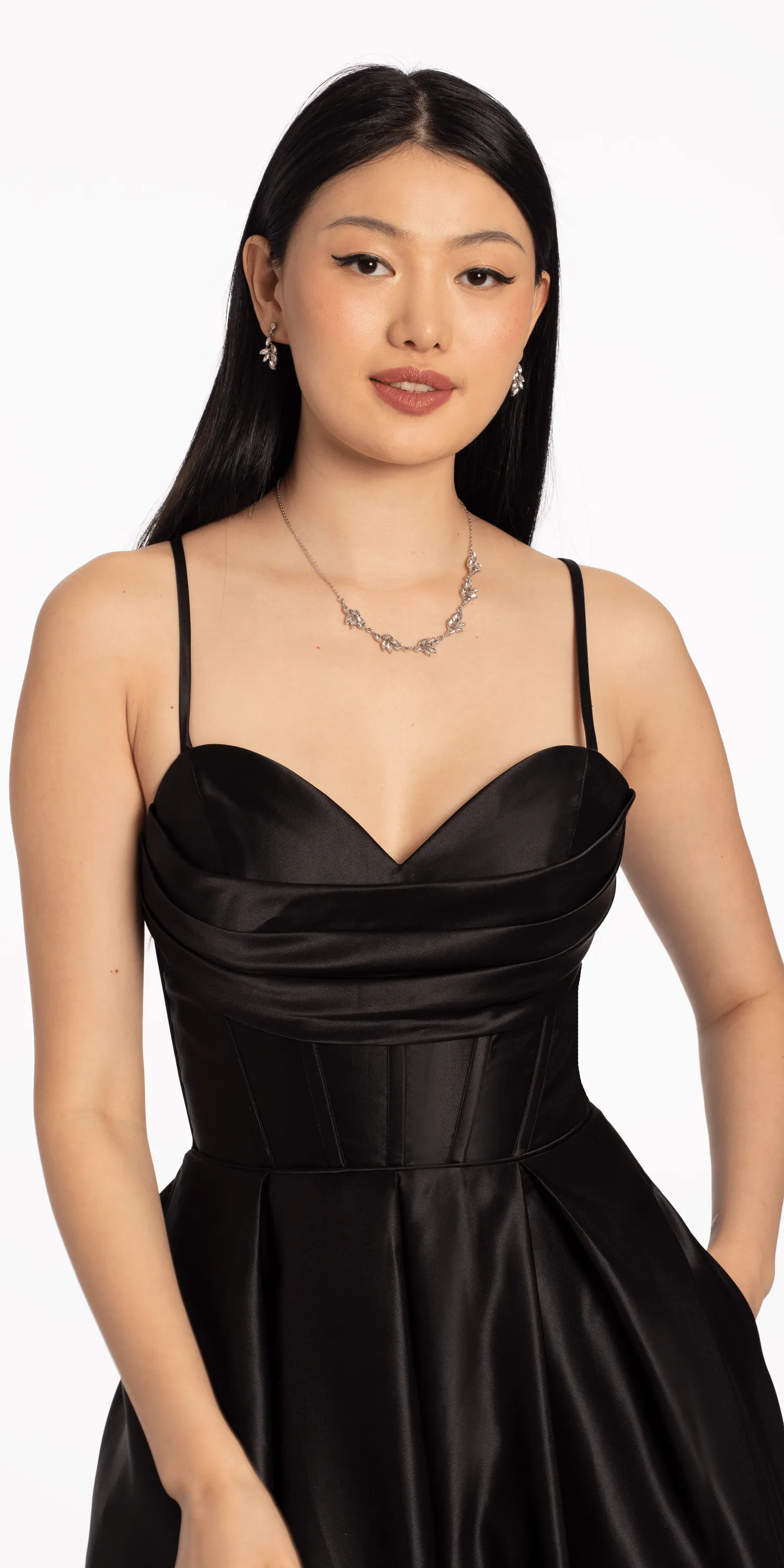 Satin Pleated Sweetheart Lace Up Ballgown with Pockets