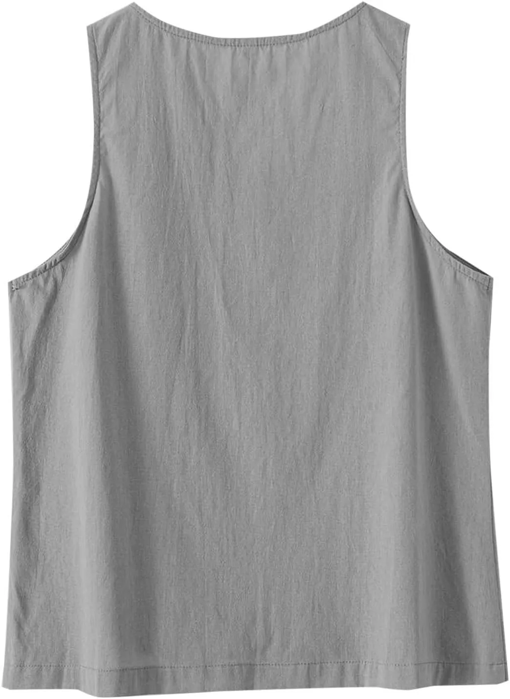 Summer Cotton Linen Tank Tops Women Sleeveless Round Neck Tees Shirts Elegant Solid Color Front Button Comfy Blouses