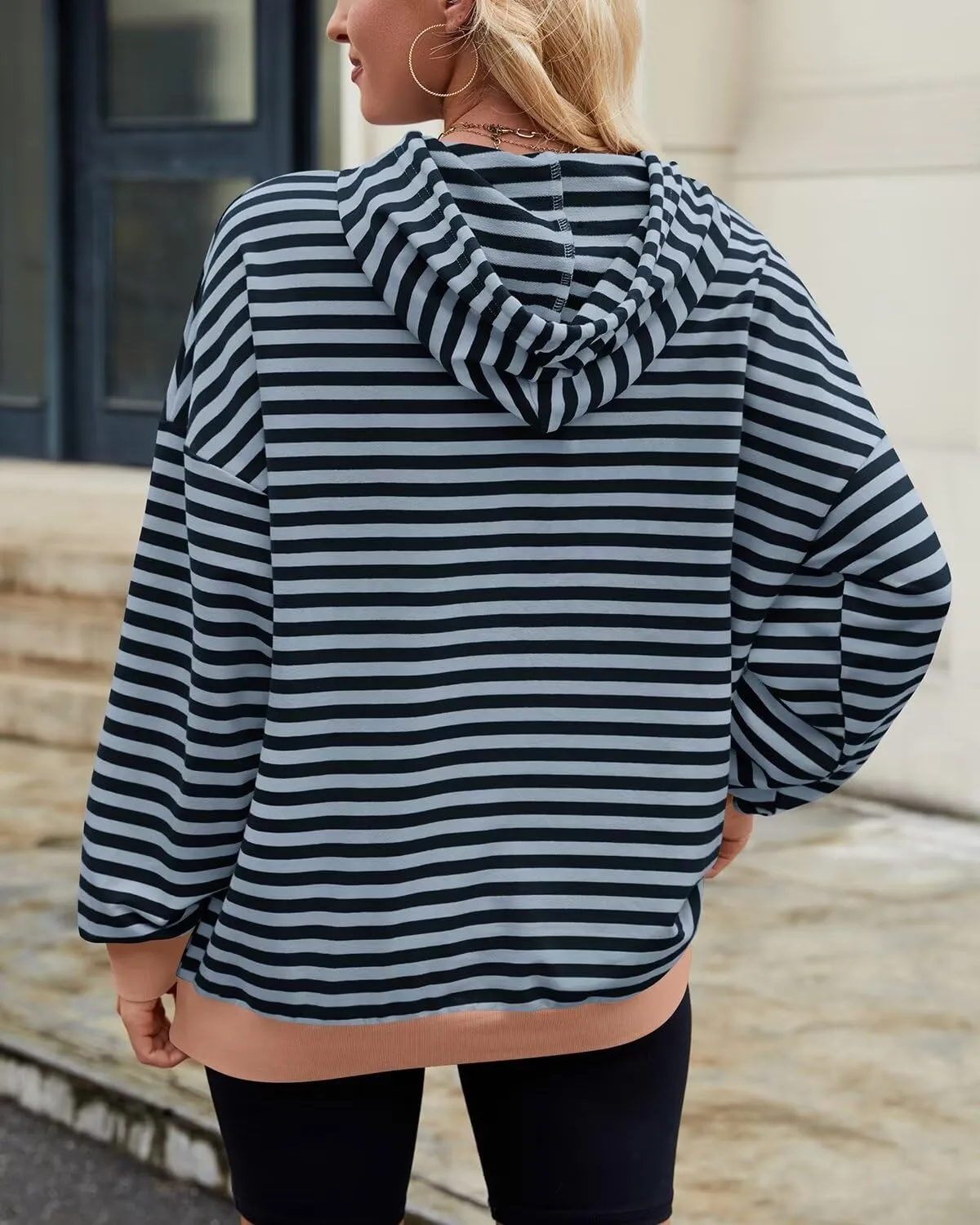 WELINCO Womens Oversized Striped Color Block Sweatshirts Long Sleeve Crewneck Casual Loose Fitting Pullovers Tops Shirts