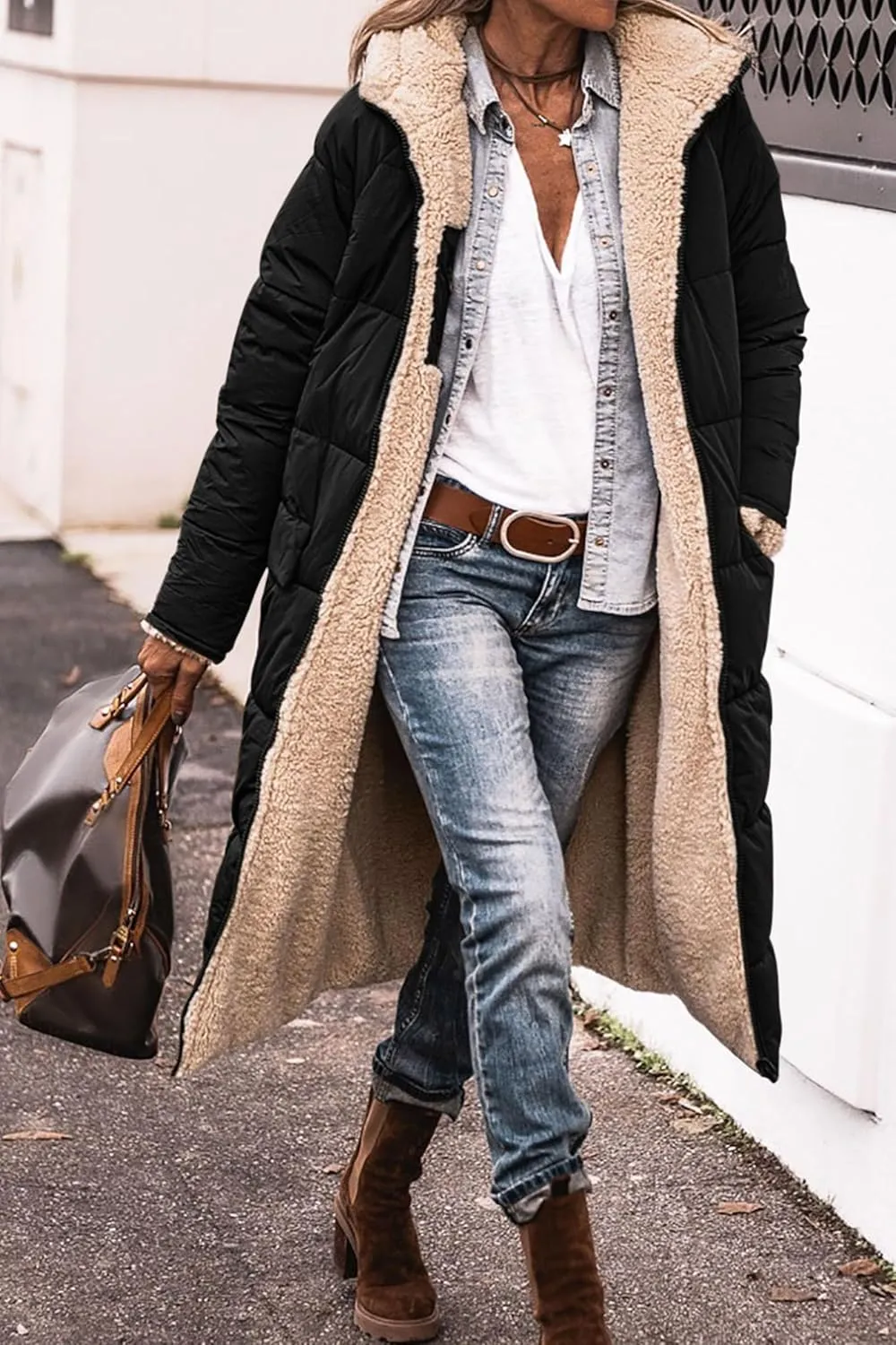 Winter Coats for Women Oversized Shearling Fleece Long Jackets Warm Hooded Puffer Jacket Outerwear Down Coat Clothes