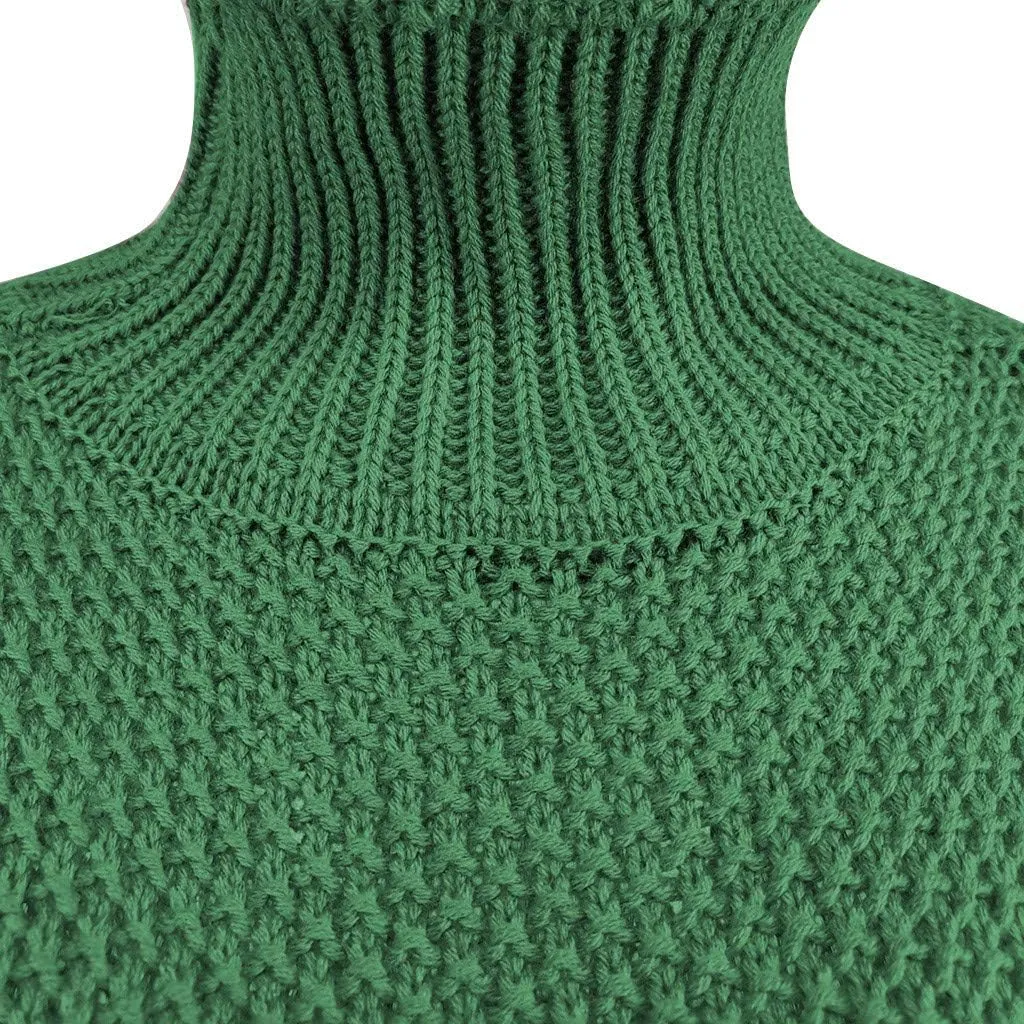 Women 2023 Fall Turtle Neck Sweater Solid Long Sleeve Knit Pullover Oversize Casual Loose Sweater Chunky Jumper Tops