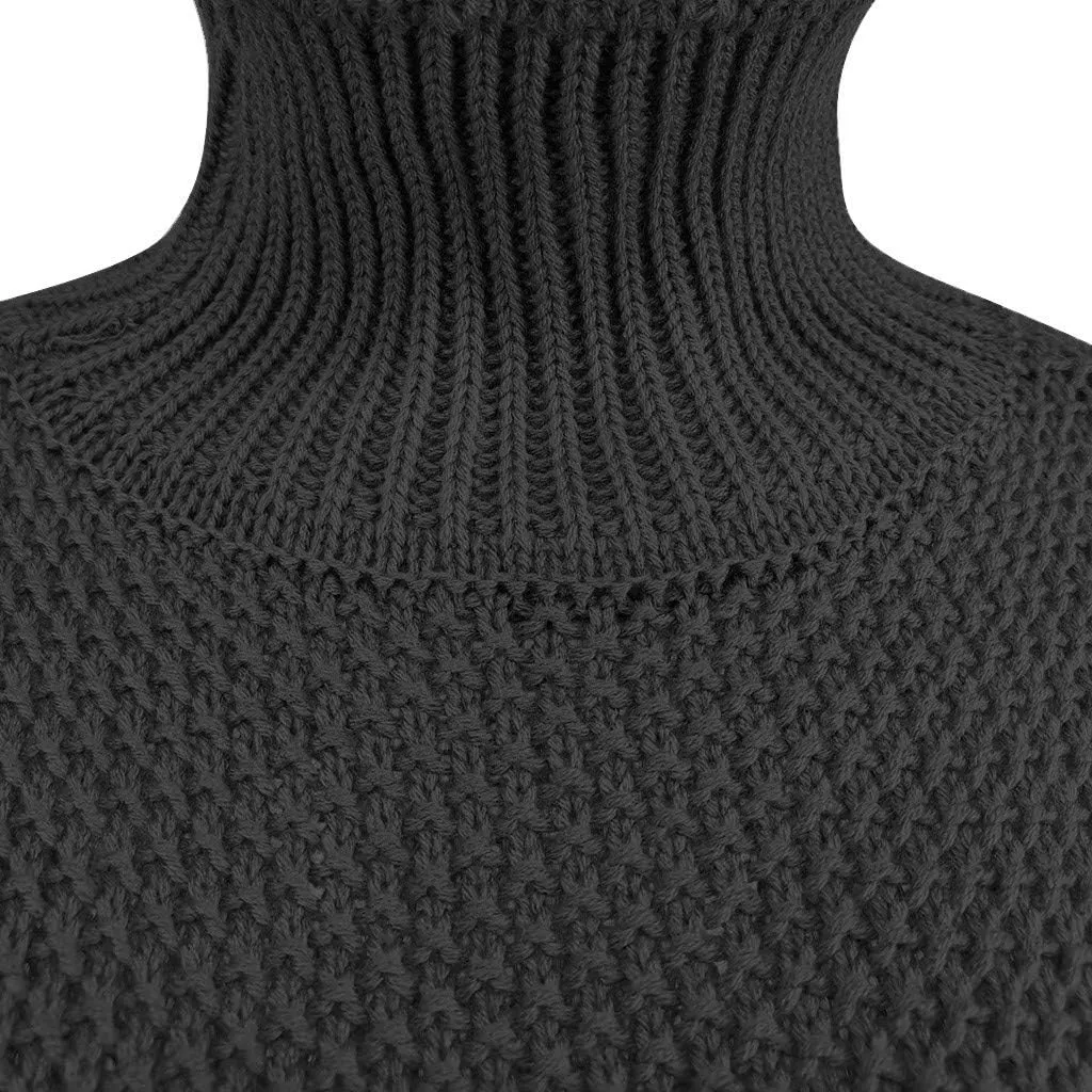 Women 2023 Fall Turtle Neck Sweater Solid Long Sleeve Knit Pullover Oversize Casual Loose Sweater Chunky Jumper Tops